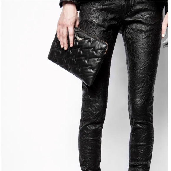ZADIG & VOLTAIRE Wing Quilted Leather Wristlet